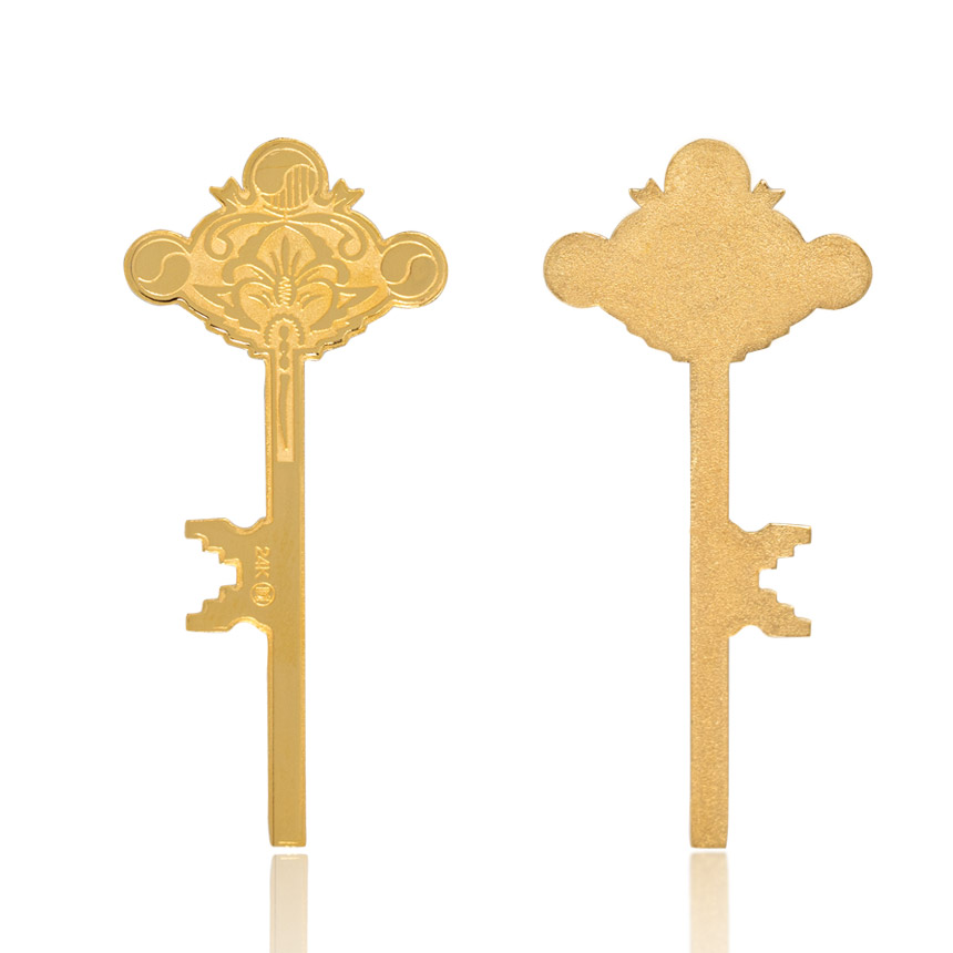 1.0g 및 1.875g 순금 프레스 열쇠 앞면과 뒷면 비교 이미지